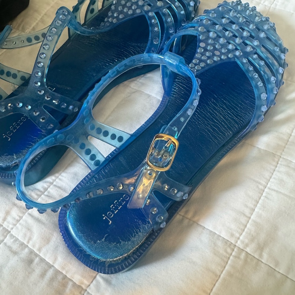 Jeffrey Campbell Blue Studded Sandals Jellies - Picture 2 of 5
